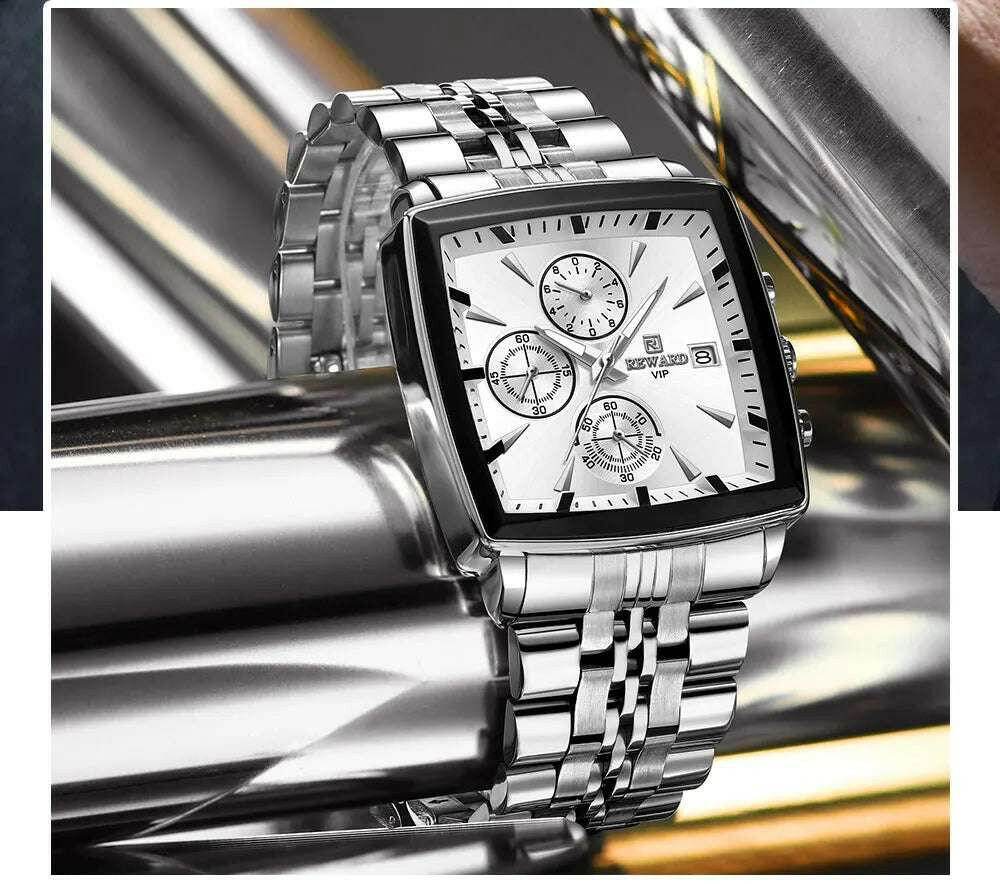 🕶️ REWARD – Montre Homme Quartz Rectangle Bleue Étanche Luxe - Legeekshop