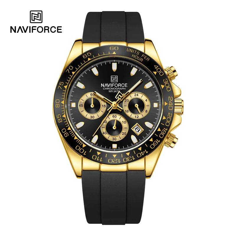 Montre de Luxe NAVIFORCE Homme, Étanche, Chronographe, Silicone, Quartz | Wayne Outfitters - Legeekshop
