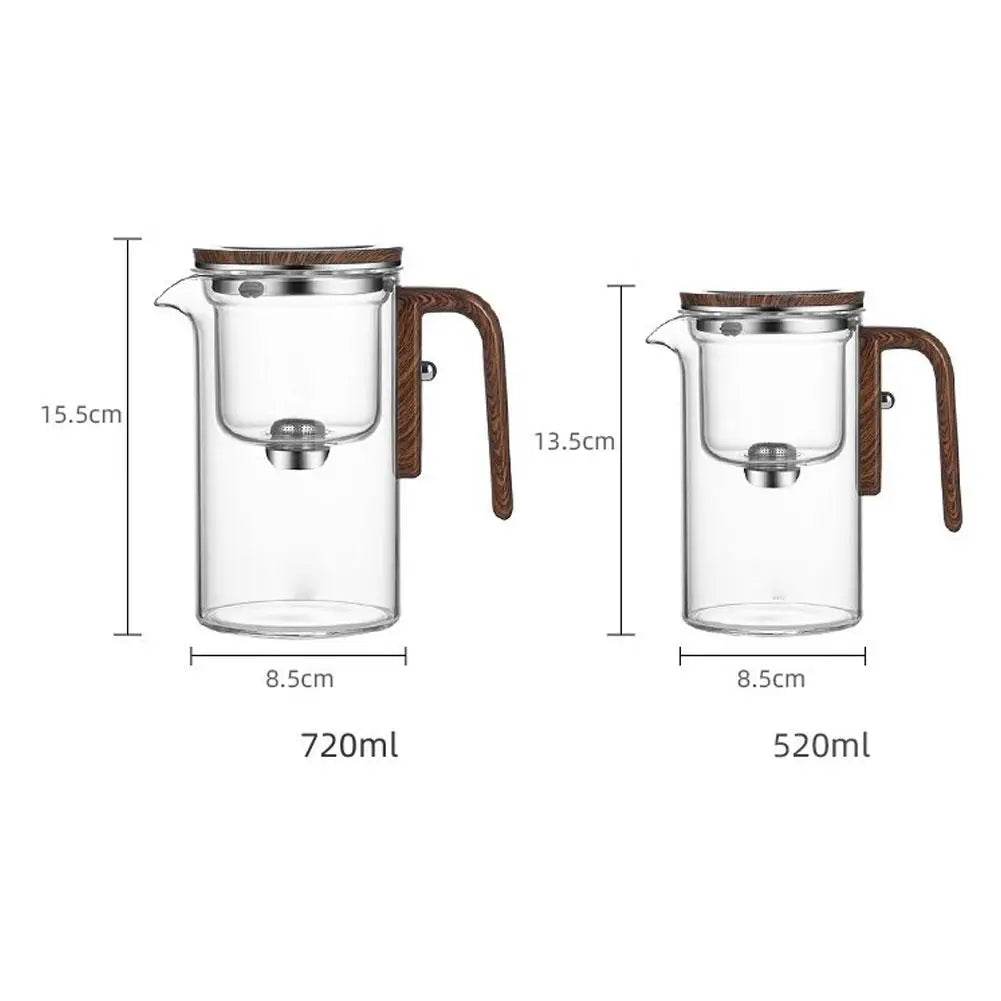 🍵 Théière en Verre avec Séparateur Intégré & Poignée en Bois – 520ML / 720ML - Legeekshop