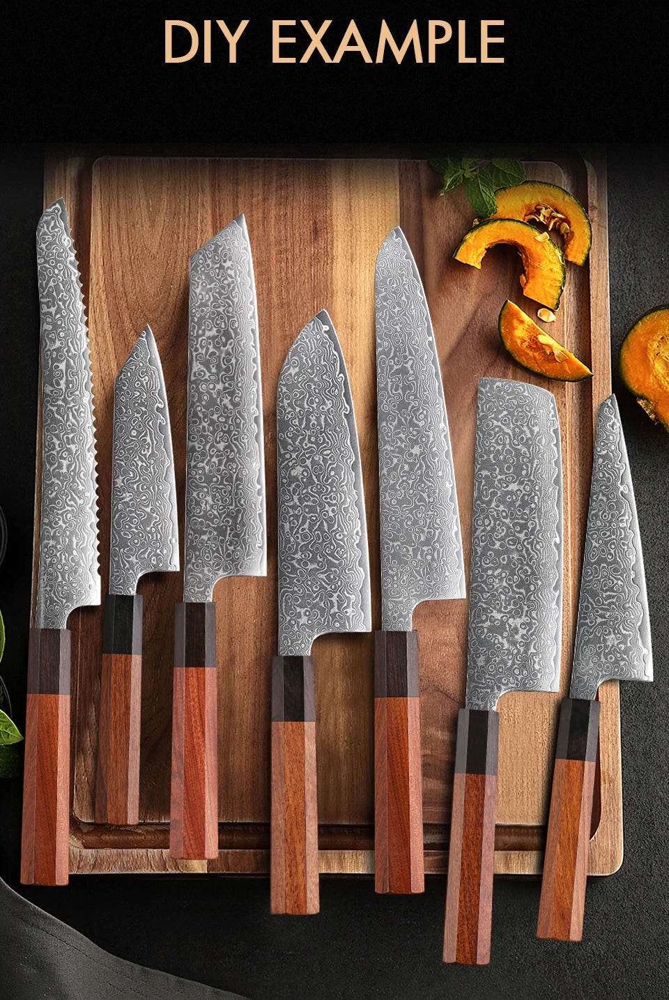 🗡️ TURWHO - Lame Japonaise Forgée Main en Acier Damascus 67 Couches (Sans Manche) - Legeekshop