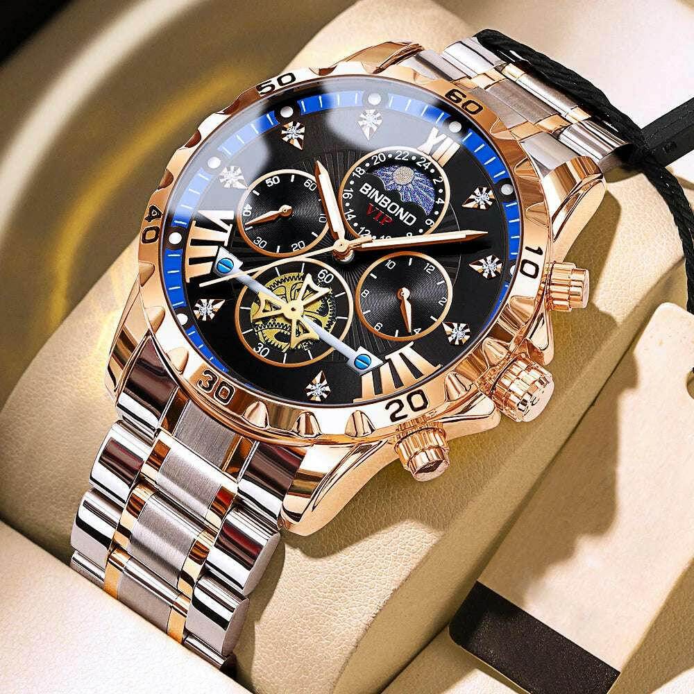 ⌚ Montre Homme BINBOND Quartz Chronographe Lune – Style Jeune & Élégant - Legeekshop