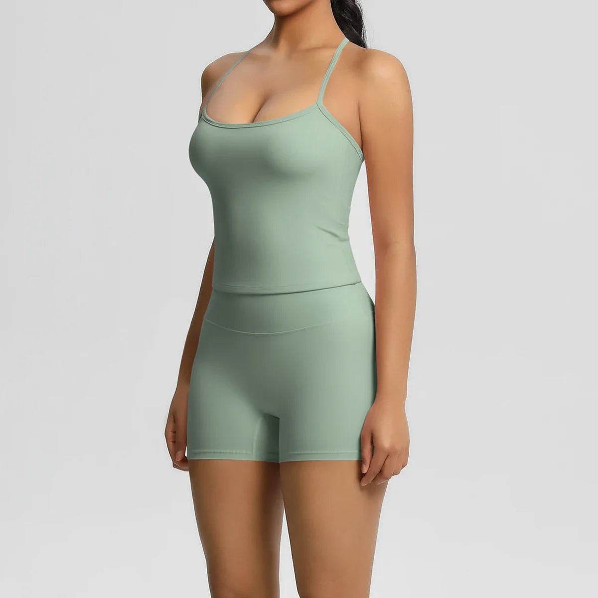 🧘♀️ Ensemble 2 pièces sport femme – brassière push-up & short taille haute - Legeekshop