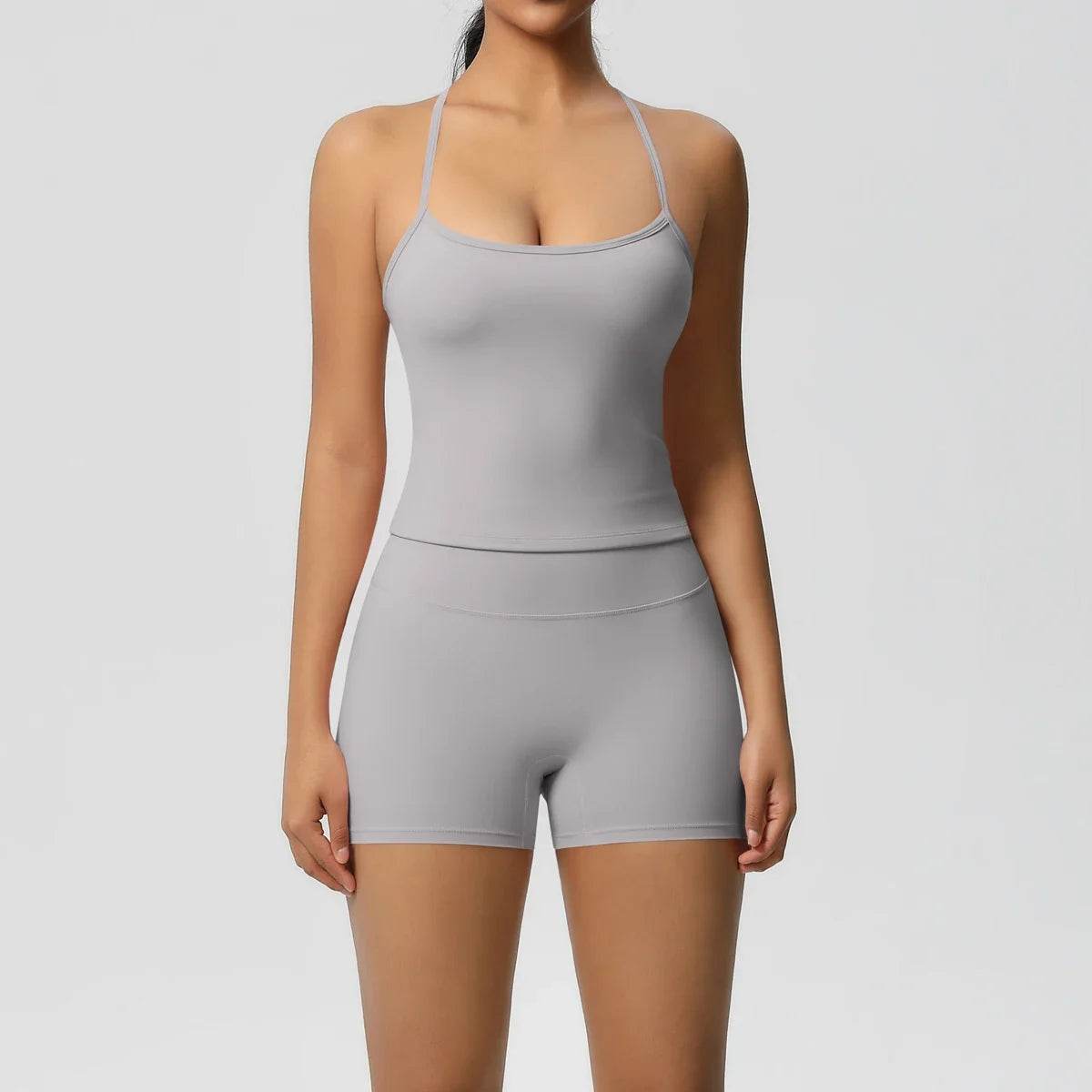 🧘♀️ Ensemble 2 pièces sport femme – brassière push-up & short taille haute - Legeekshop