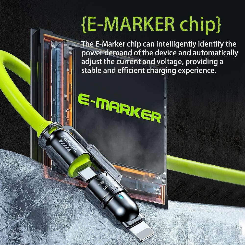 ⚡ Câble Kirsite 4-en-1 – 240W Charge Ultra-Rapide | USB-C & Lightning Multi-Fonction - Legeekshop