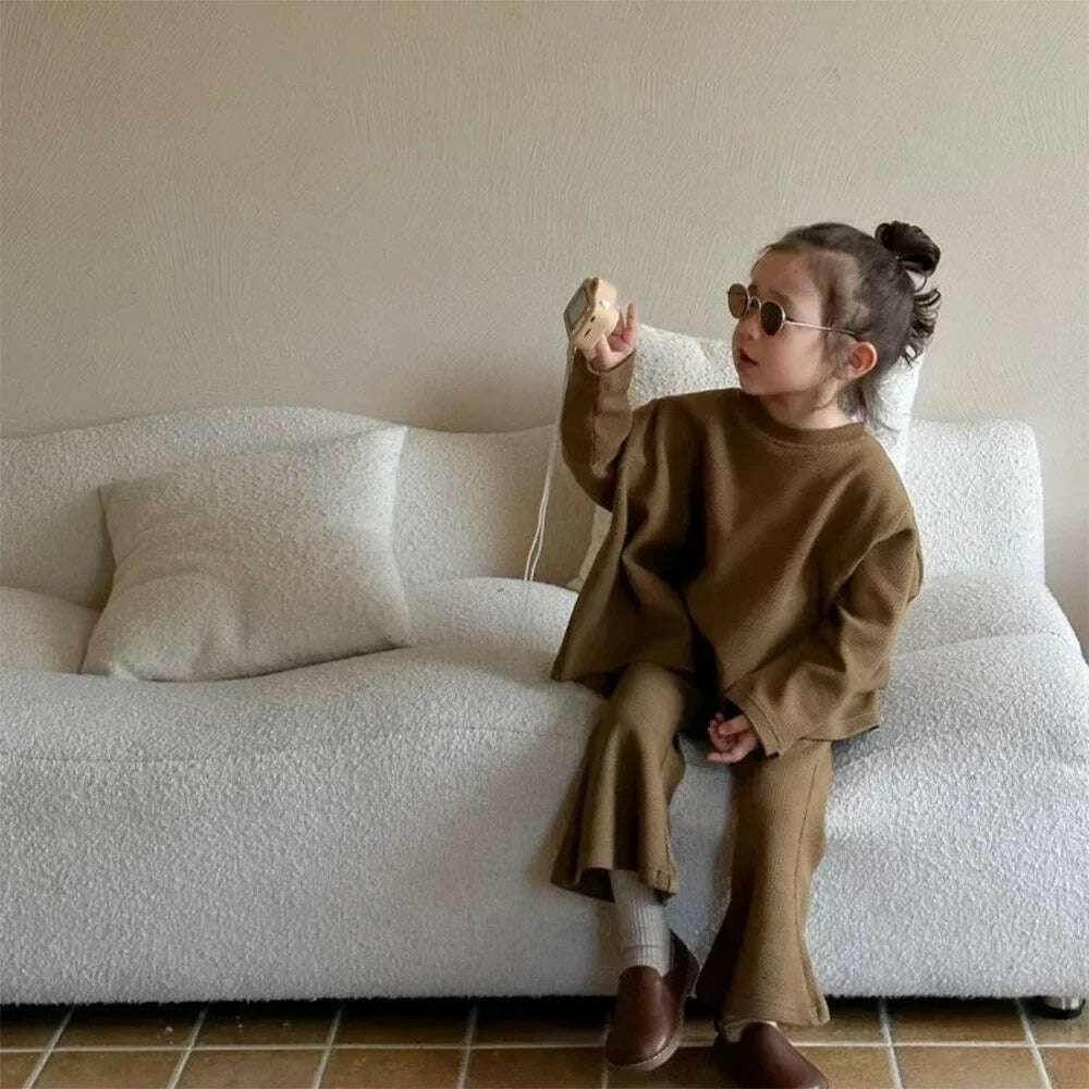 🧒 Ensemble Haut Cape & Pantalon Fille – Élégance Automnale 2 pièces - Legeekshop