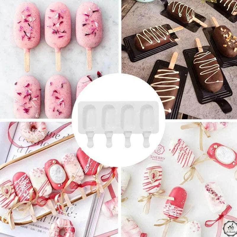 🍨 Moule à crème glacée en silicone – Fabrication de sucettes glacées maison (4/8 trous) - Legeekshop