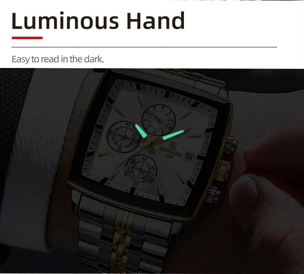 🕶️ REWARD – Montre Homme Quartz Rectangle Bleue Étanche Luxe - Legeekshop