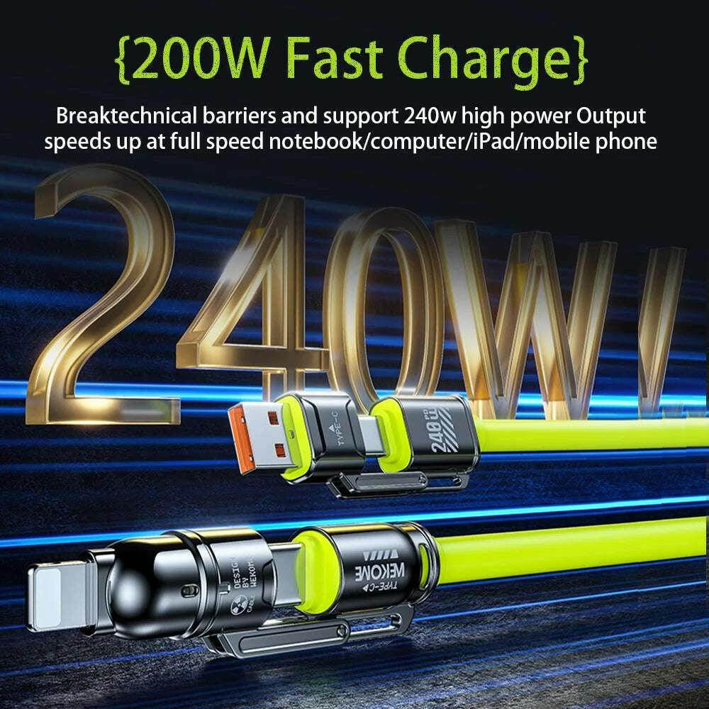 ⚡ Câble Kirsite 4-en-1 – 240W Charge Ultra-Rapide | USB-C & Lightning Multi-Fonction - Legeekshop