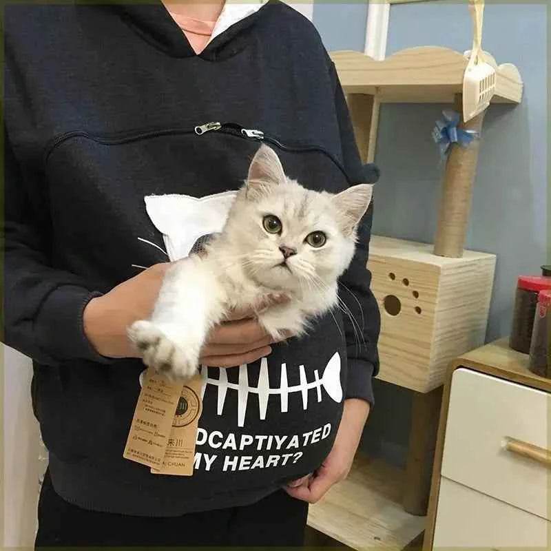 Sweat-shirt à Capuche pour Amoureux des Chats – Poche Câline et Oreilles d'Animal - Legeekshop