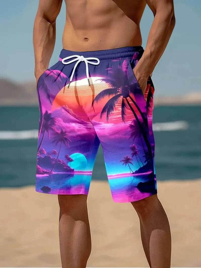🩳 Short de plage imprimé cacahuètes 3D – Harajuku & Palmiers exotiques - Legeekshop