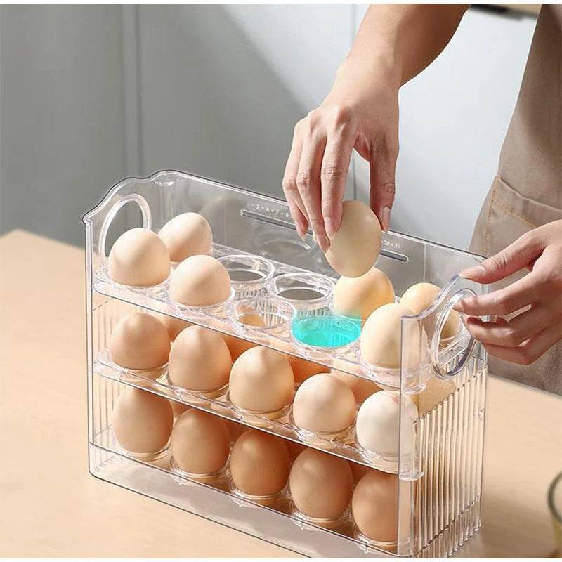🥚 Boîte de Rangement d'Œufs Coulissante à 3 Couches – Style Échelle | Grande Capacité Réfrigérateur - Legeekshop