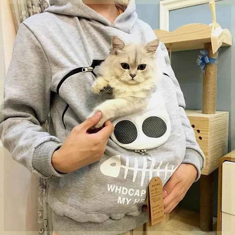Sweat-shirt à Capuche pour Amoureux des Chats – Poche Câline et Oreilles d'Animal - Legeekshop