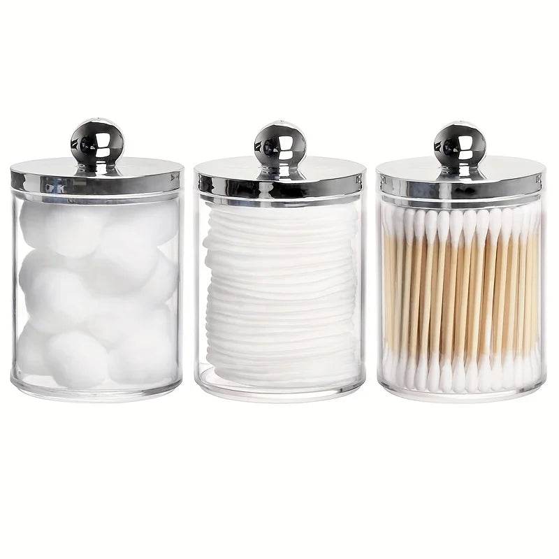 🧺 Boîte de Rangement Transparent – Pot d’Apothicaire 10 Oz | Porte-Coton-Tige & Accessoires - Legeekshop