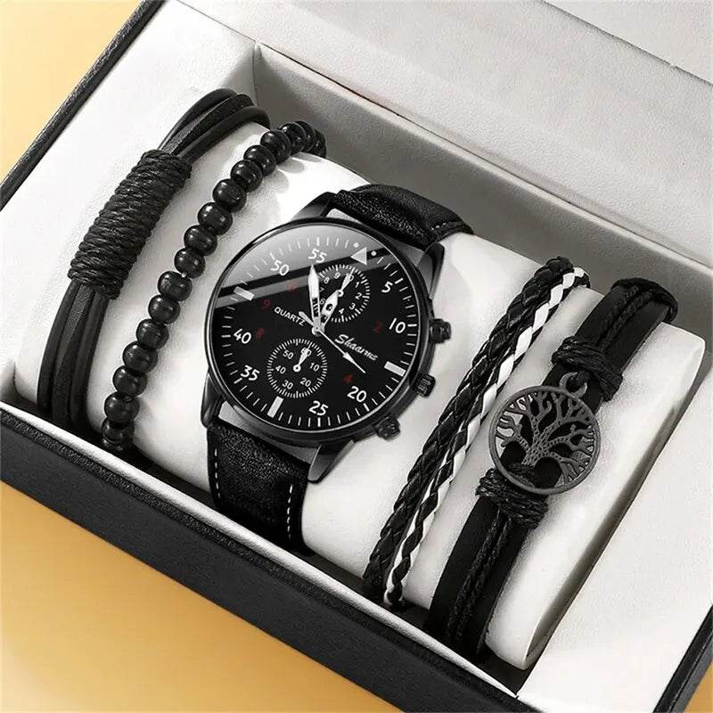 Montre de Luxe à Quartz pour Homme avec Bracelet en Cuir Brun, Mode Business, Cadeau pour Homme | Wayne Outfitters - Legeekshop