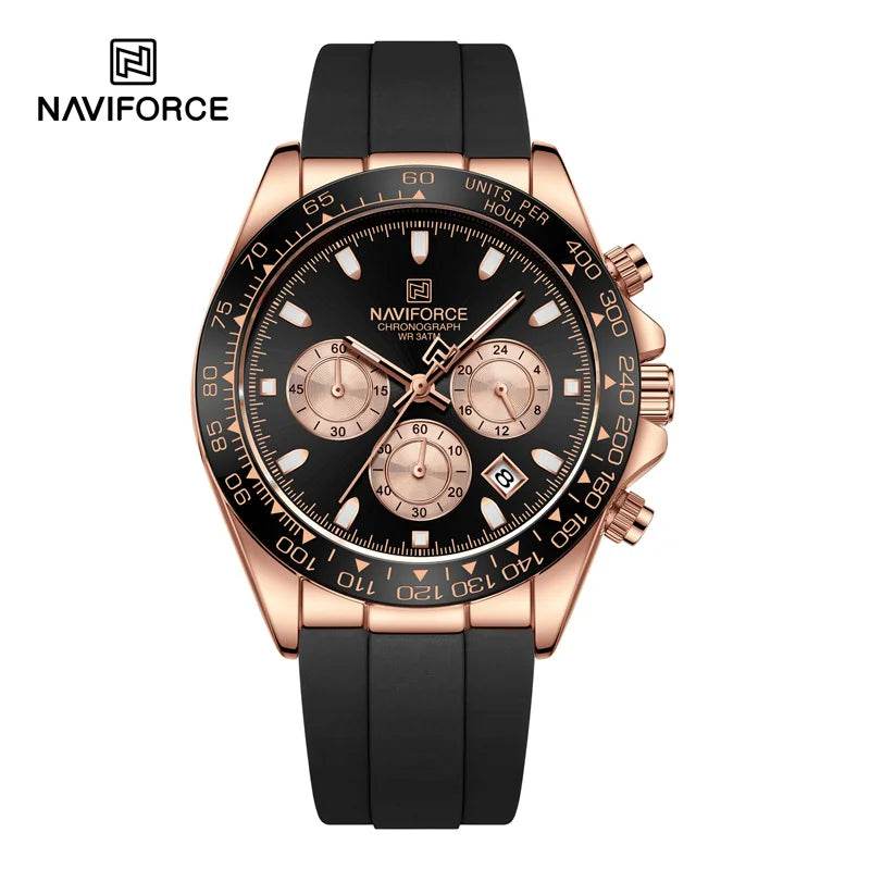 Montre de Luxe NAVIFORCE Homme, Étanche, Chronographe, Silicone, Quartz | Wayne Outfitters - Legeekshop