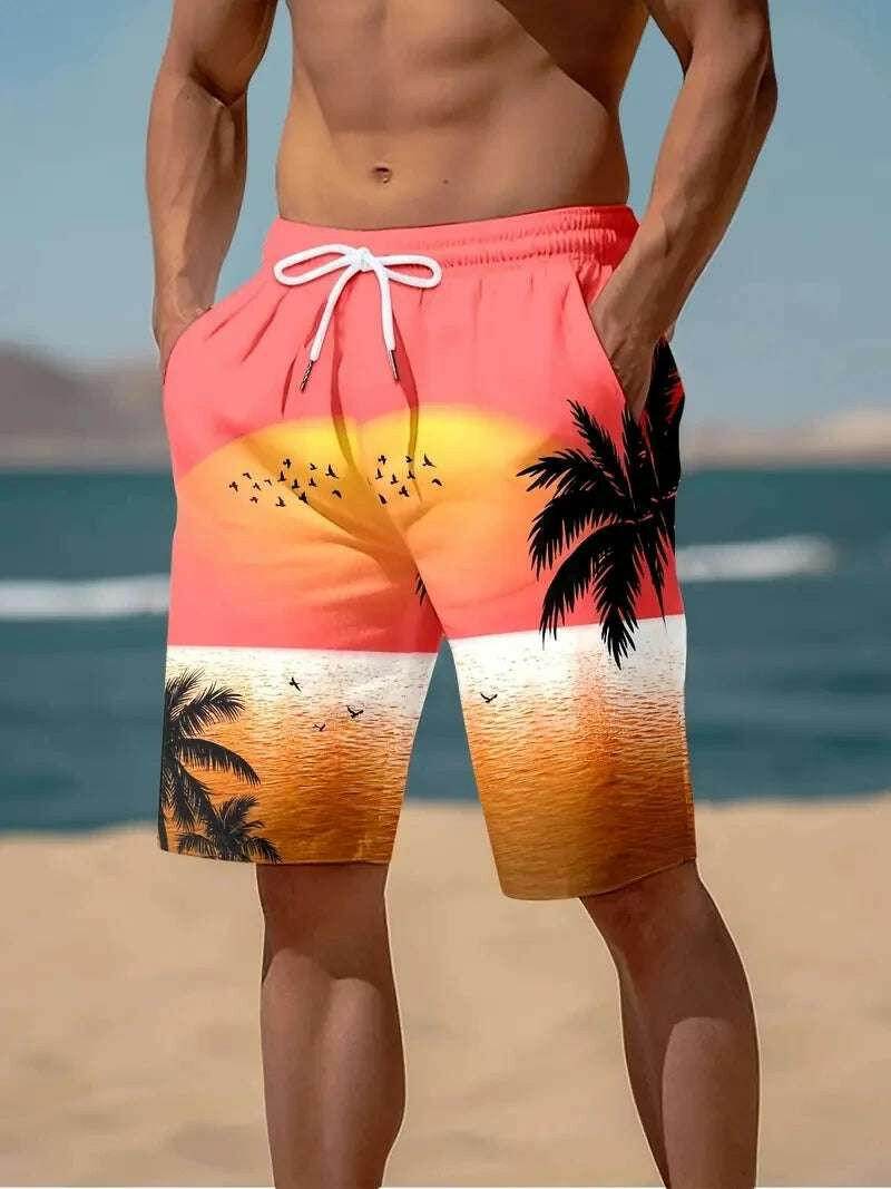 🩳 Short de plage imprimé cacahuètes 3D – Harajuku & Palmiers exotiques - Legeekshop