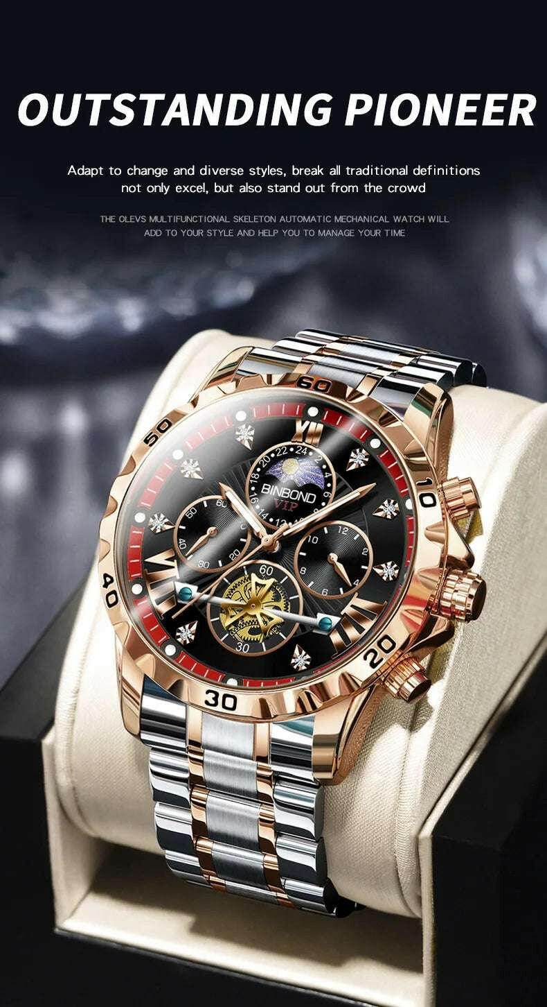 ⌚ Montre Homme BINBOND Quartz Chronographe Lune – Style Jeune & Élégant - Legeekshop