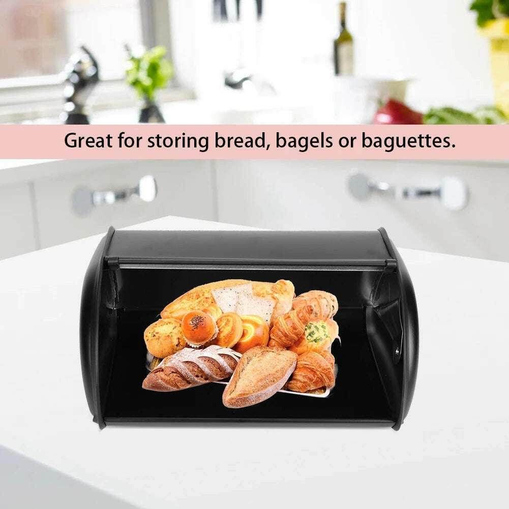 🥖 Boîte de rangement en acier inoxydable – Grand conteneur cuisine avec ouverture coulissante - Legeekshop
