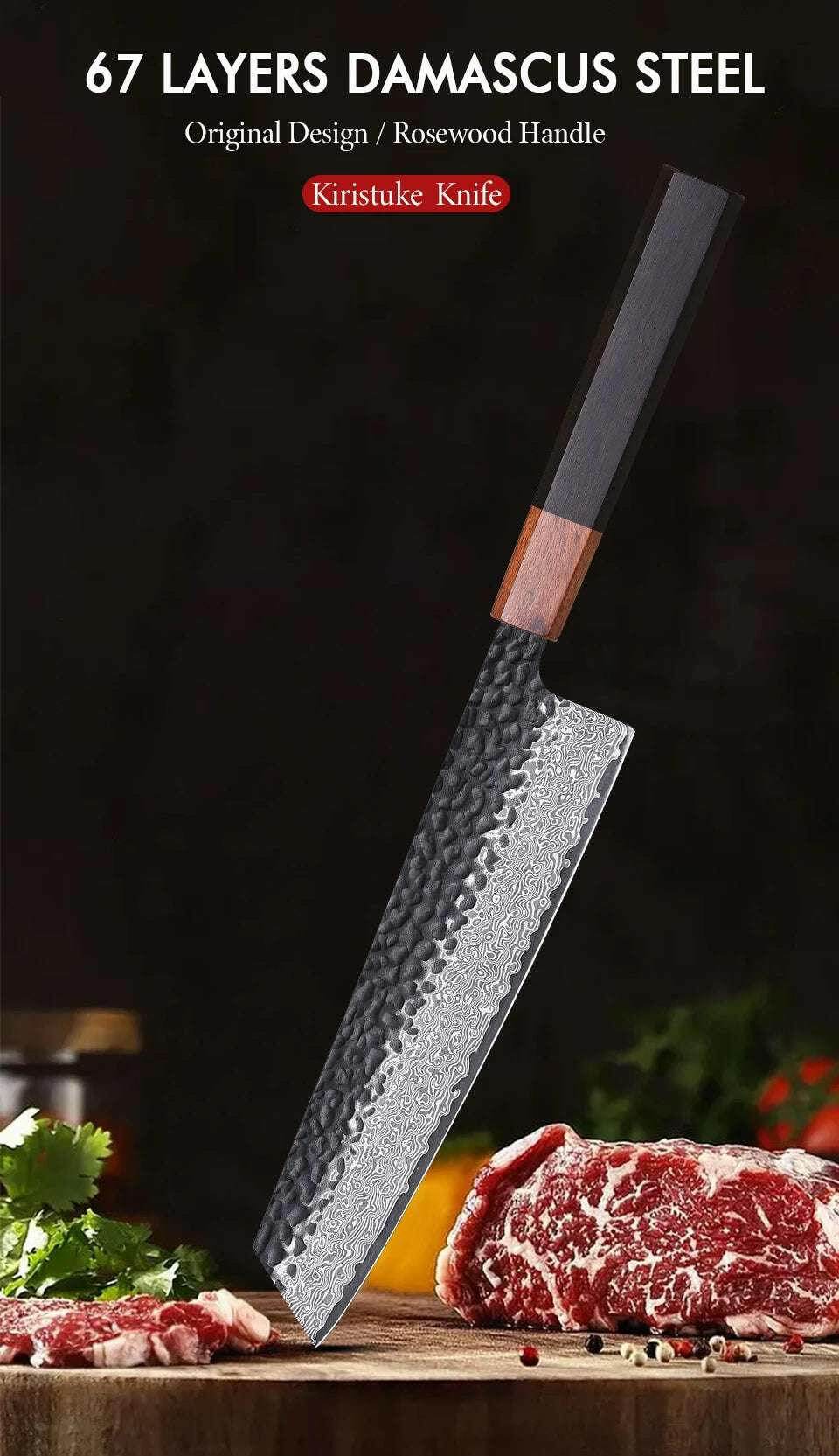🔪 Couteau Kiritsuke Japonais Forgé à la Main – Acier Damas VG10 (8.2") - Legeekshop