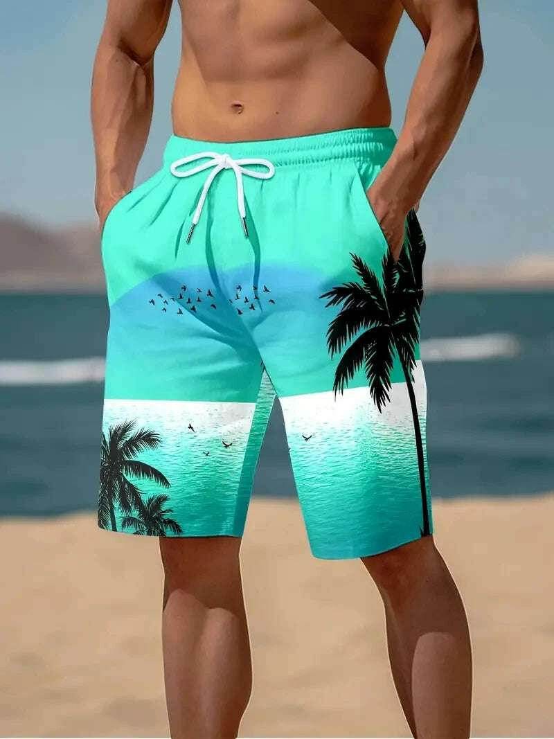 🩳 Short de plage imprimé cacahuètes 3D – Harajuku & Palmiers exotiques - Legeekshop
