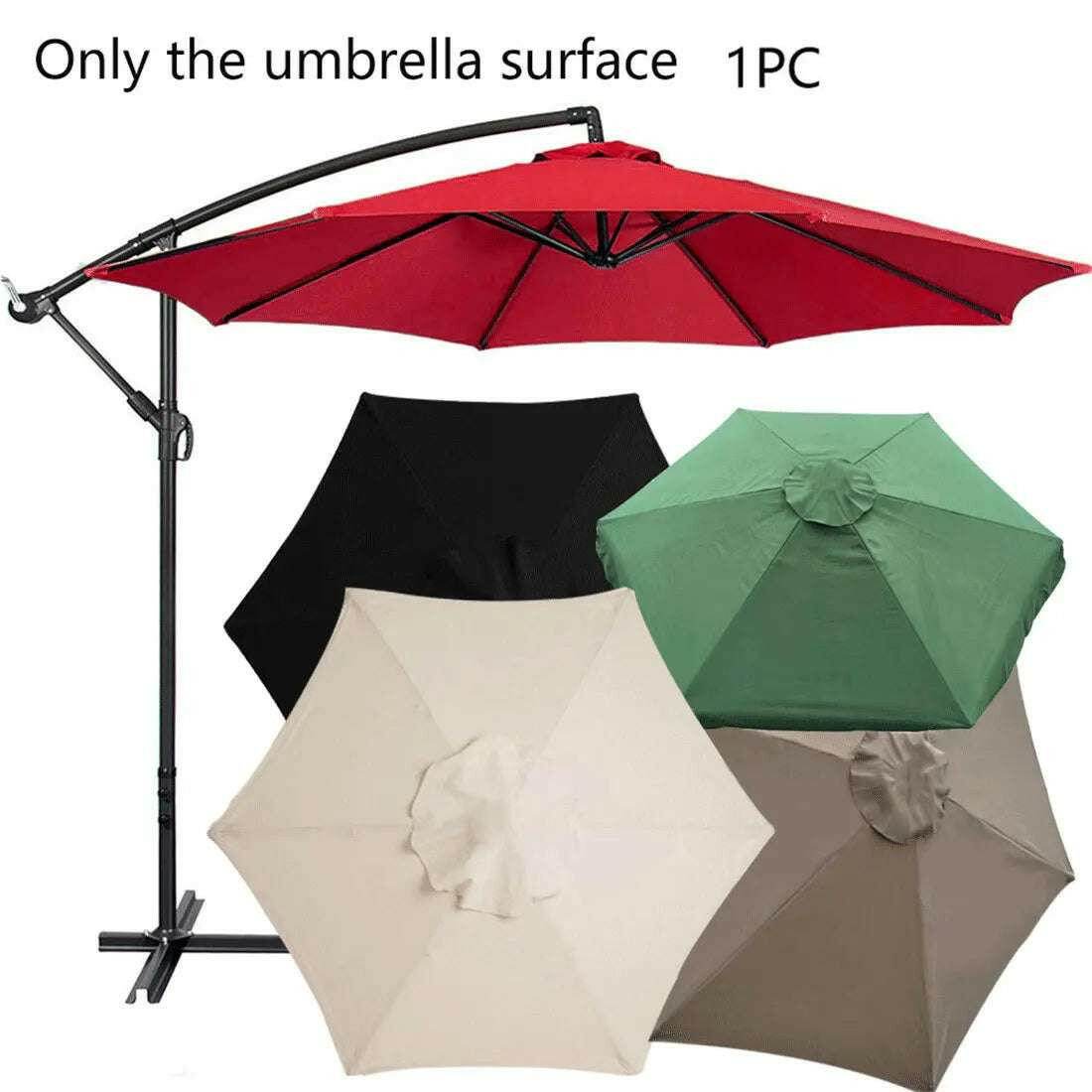 ☀️ Tissu de remplacement pour parasol – 6/8 nervures, polyester imperméable UV30+ - Legeekshop