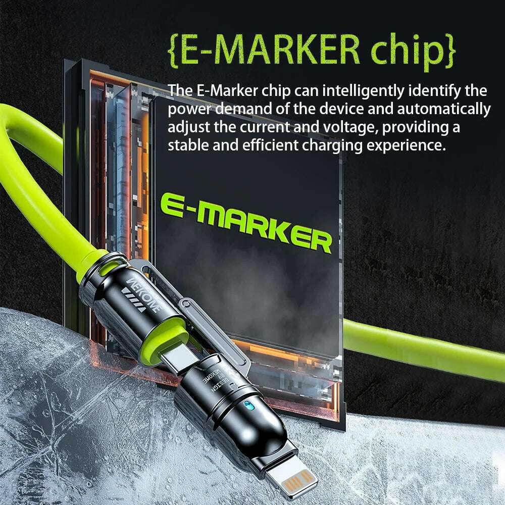 ⚡ Câble Kirsite 4-en-1 – 240W Charge Ultra-Rapide | USB-C & Lightning Multi-Fonction - Legeekshop