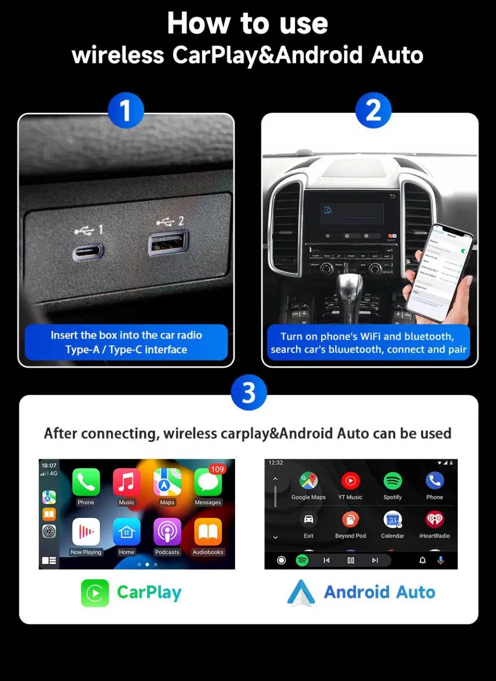 🚗 Adaptateur Auto CarPlay & Android Auto Sans Fil | Plug & Play 🔄 - Legeekshop