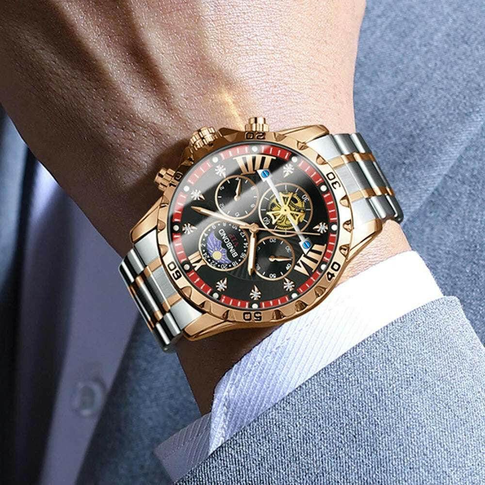 ⌚ Montre Homme BINBOND Quartz Chronographe Lune – Style Jeune & Élégant - Legeekshop