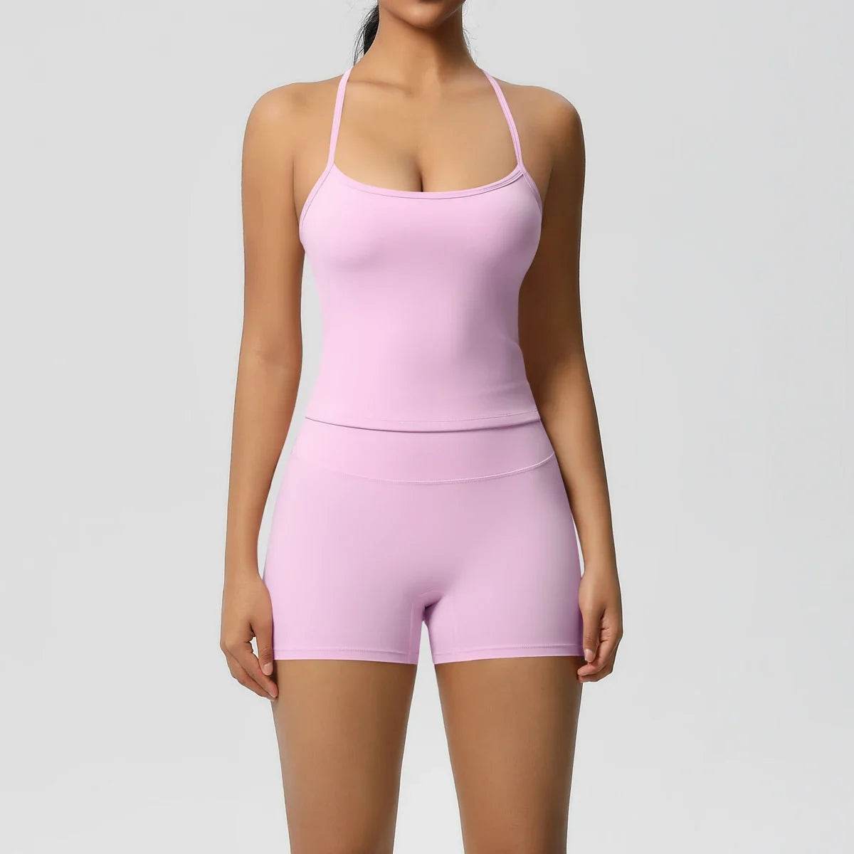 🧘♀️ Ensemble 2 pièces sport femme – brassière push-up & short taille haute - Legeekshop