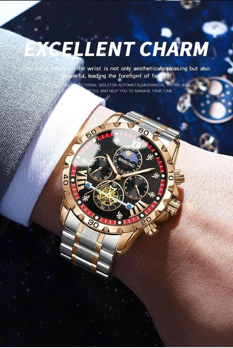 ⌚ Montre Homme BINBOND Quartz Chronographe Lune – Style Jeune & Élégant - Legeekshop