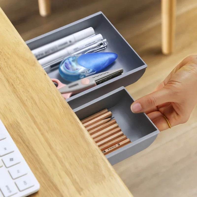 🖇️ Boîte de Rangement Cachée pour Bureau – Tiroir Auto-Adhésif Discret | Organisateur Plastique - Legeekshop