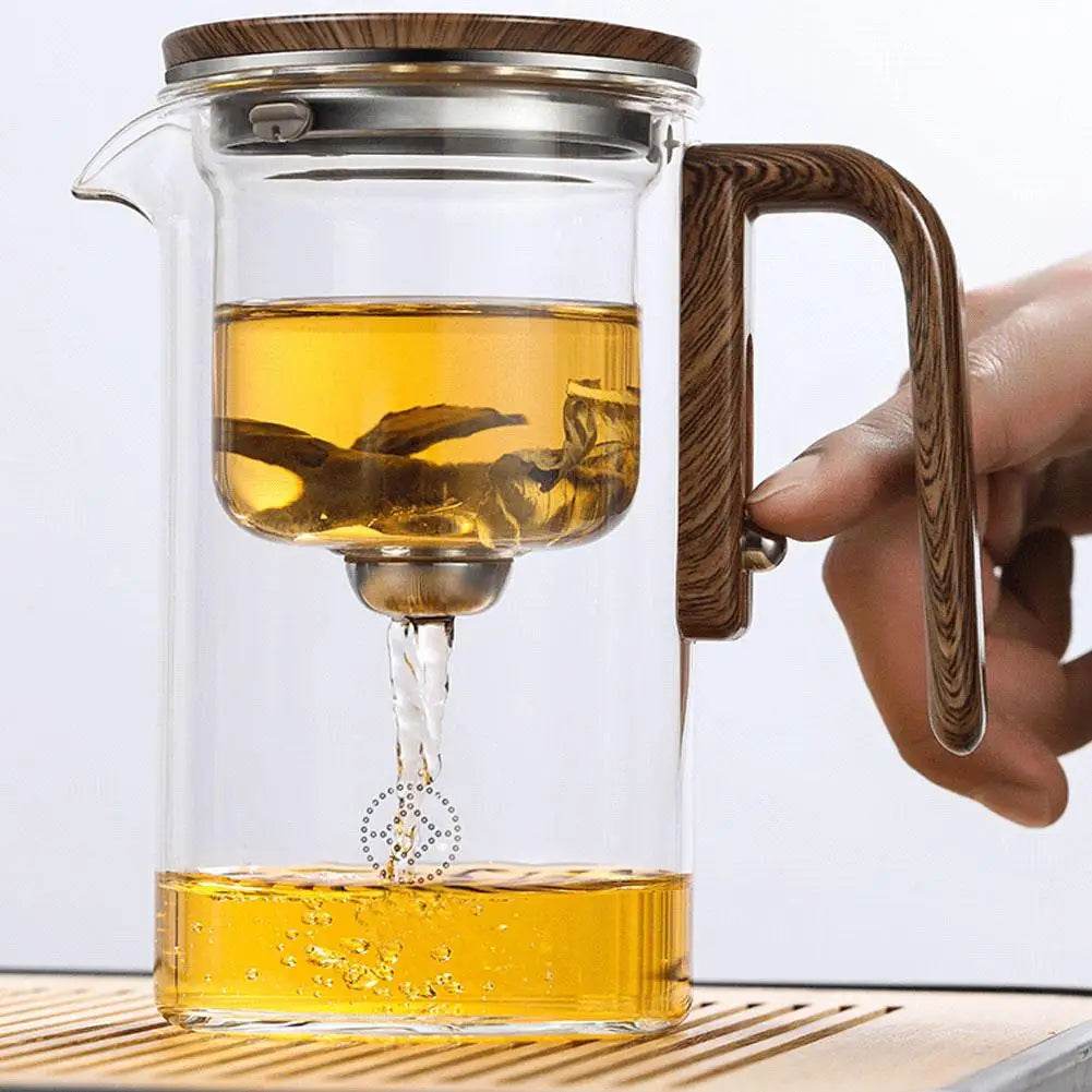 🍵 Théière en Verre avec Séparateur Intégré & Poignée en Bois – 520ML / 720ML - Legeekshop