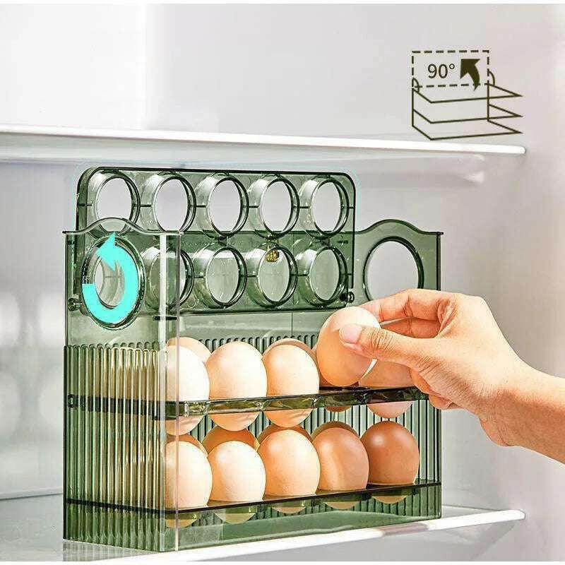 🥚 Boîte de Rangement d'Œufs Coulissante à 3 Couches – Style Échelle | Grande Capacité Réfrigérateur - Legeekshop