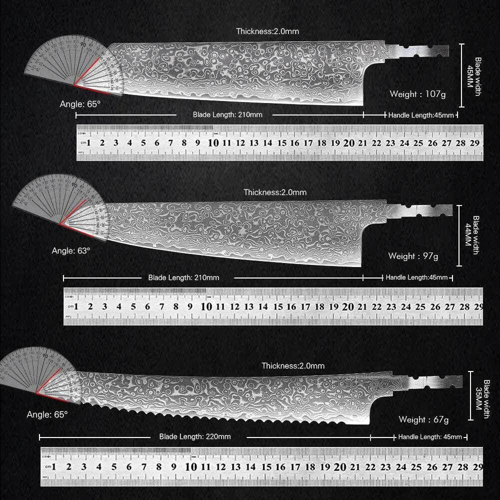 🗡️ TURWHO - Lame Japonaise Forgée Main en Acier Damascus 67 Couches (Sans Manche) - Legeekshop