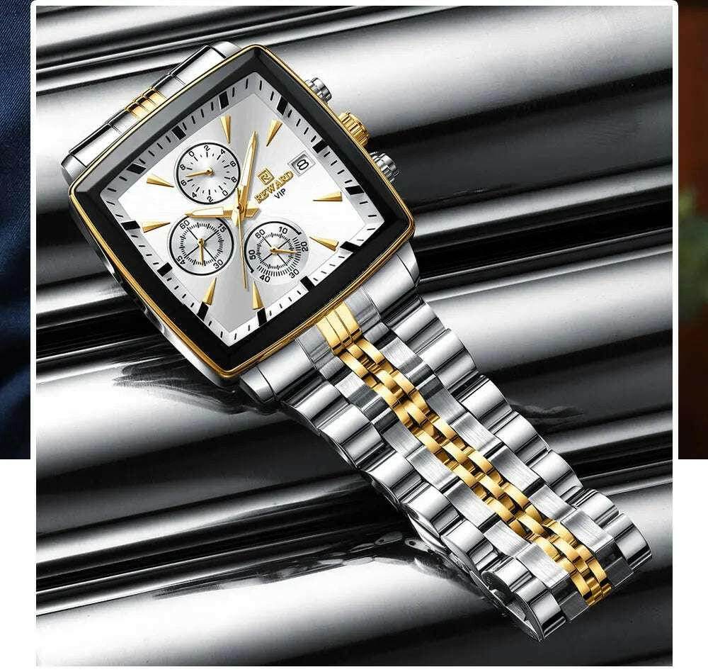 🕶️ REWARD – Montre Homme Quartz Rectangle Bleue Étanche Luxe - Legeekshop