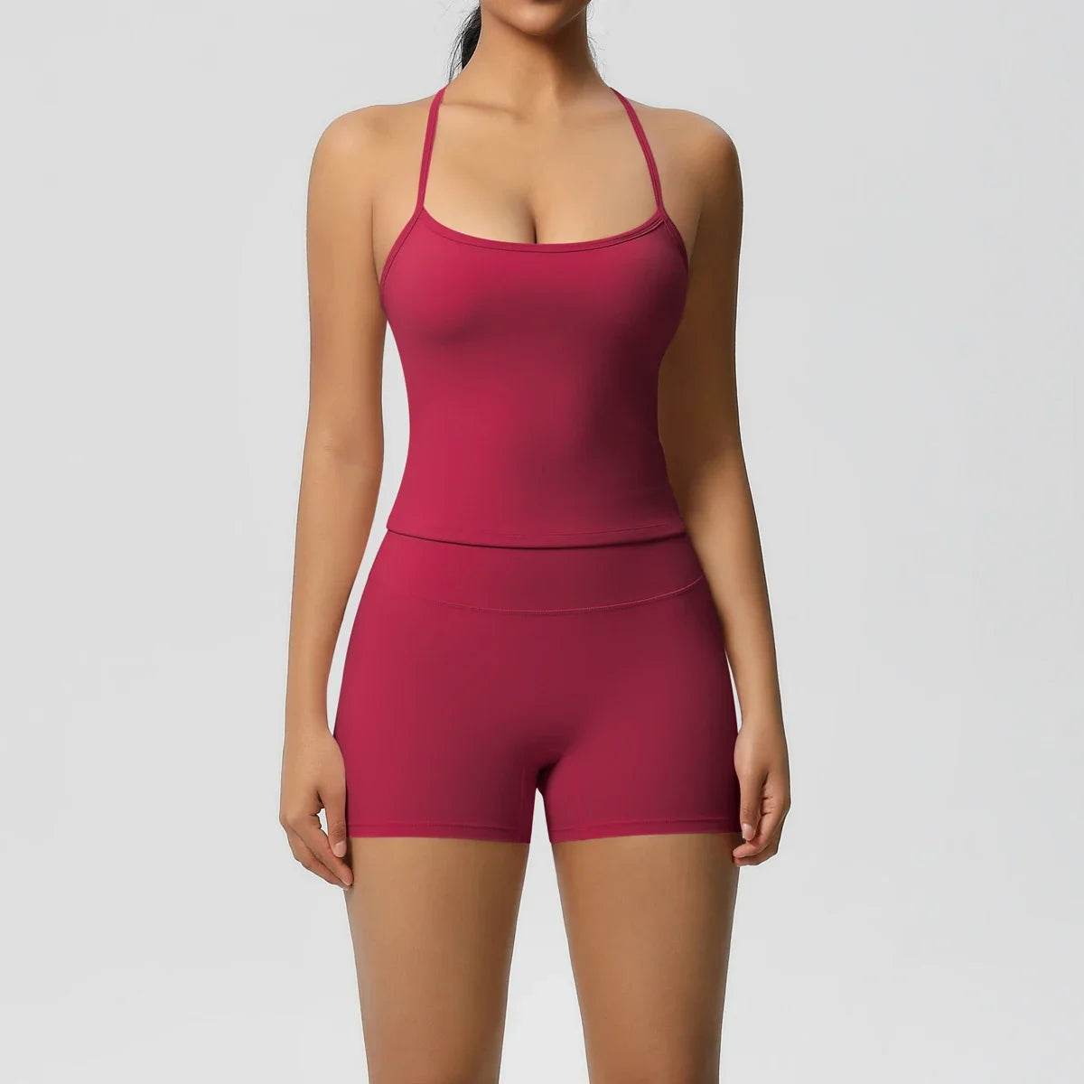 🧘♀️ Ensemble 2 pièces sport femme – brassière push-up & short taille haute - Legeekshop