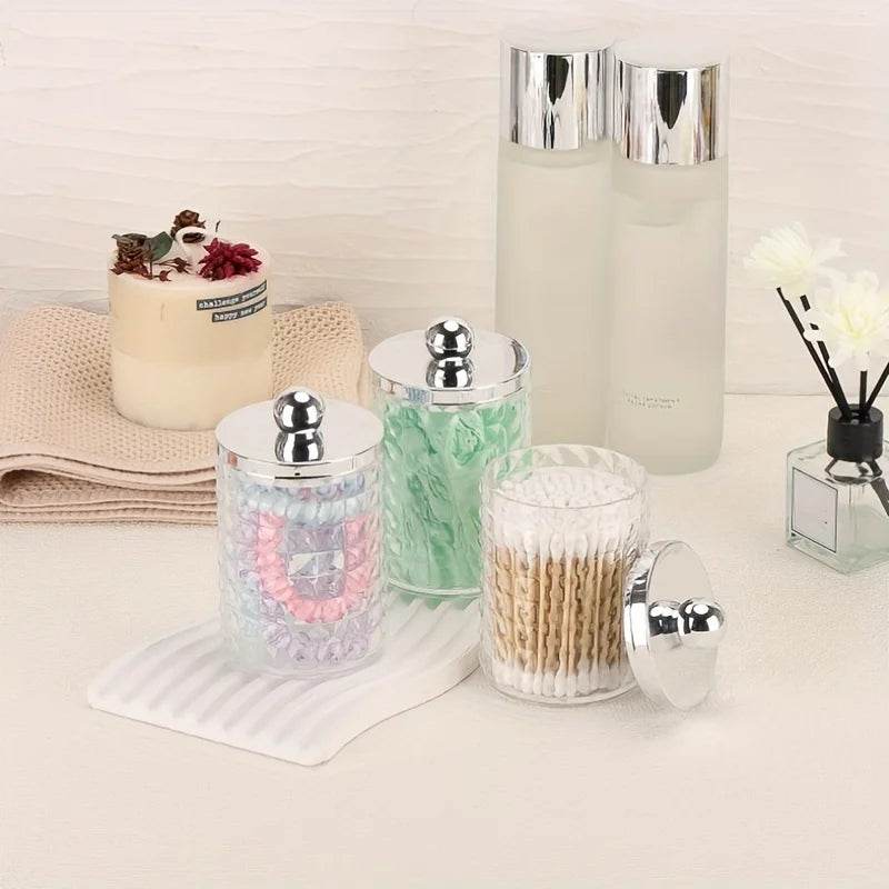 🧺 Boîte de Rangement Transparent – Pot d’Apothicaire 10 Oz | Porte-Coton-Tige & Accessoires - Legeekshop