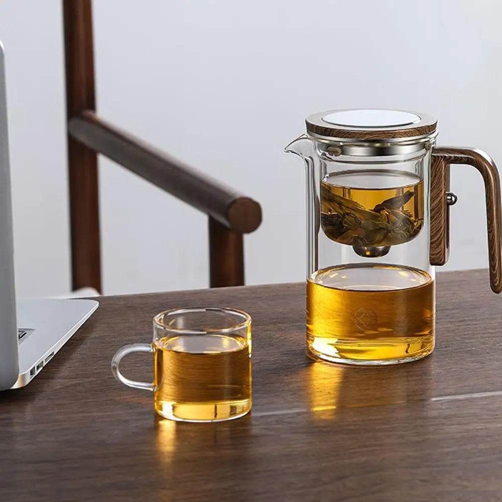 🍵 Théière en Verre avec Séparateur Intégré & Poignée en Bois – 520ML / 720ML - Legeekshop