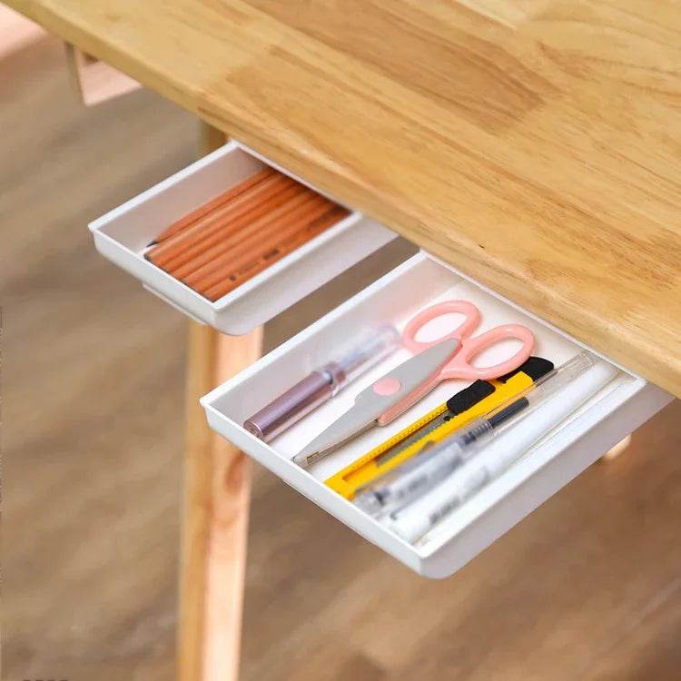 🖇️ Boîte de Rangement Cachée pour Bureau – Tiroir Auto-Adhésif Discret | Organisateur Plastique - Legeekshop