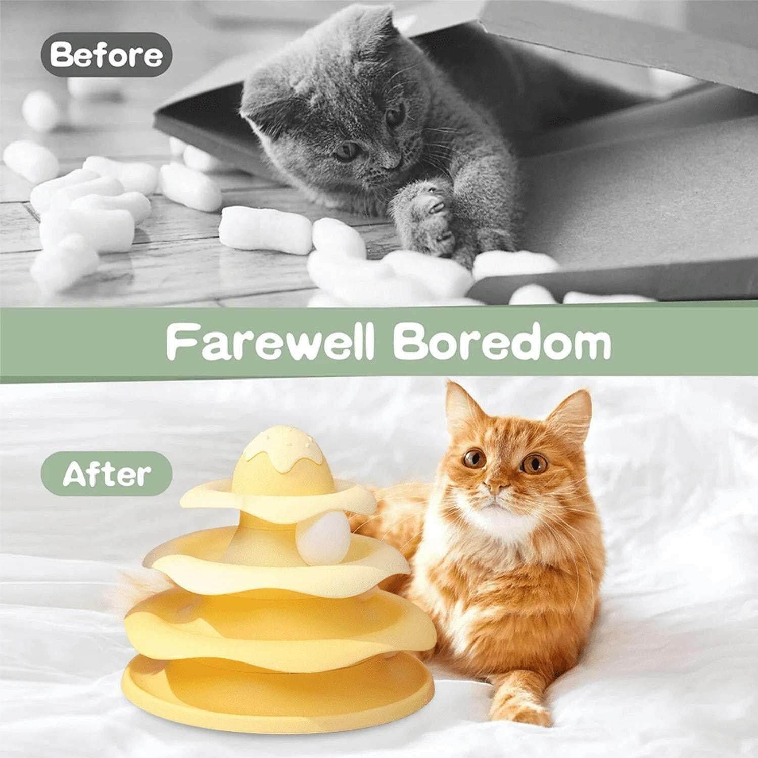 🐱 Tour de rotation à balles colorées – Jouet interactif 3 couches pour chats - Legeekshop