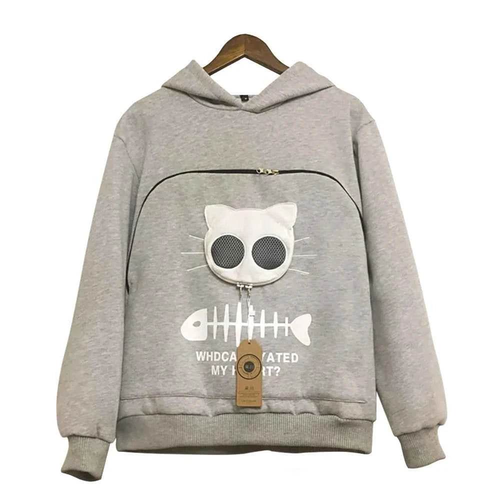 Sweat-shirt à Capuche pour Amoureux des Chats – Poche Câline et Oreilles d'Animal - Legeekshop