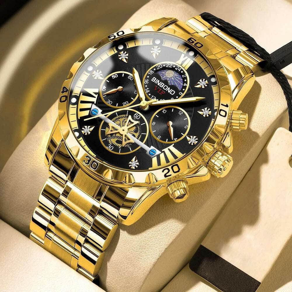 ⌚ Montre Homme BINBOND Quartz Chronographe Lune – Style Jeune & Élégant - Legeekshop