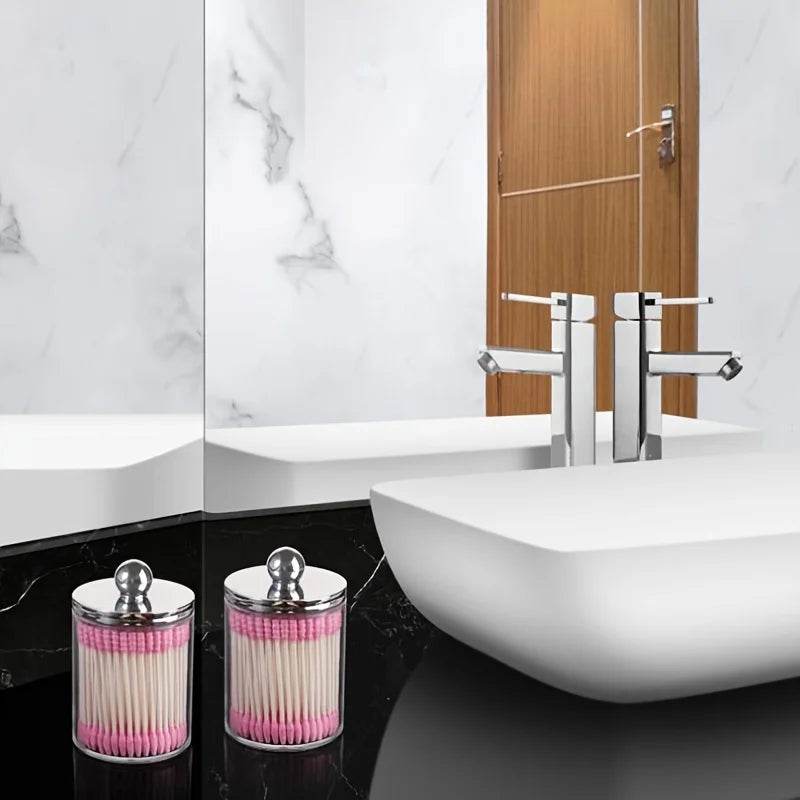 🧺 Boîte de Rangement Transparent – Pot d’Apothicaire 10 Oz | Porte-Coton-Tige & Accessoires - Legeekshop