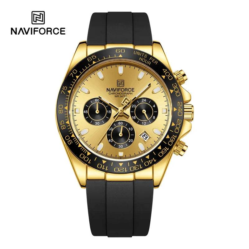 Montre de Luxe NAVIFORCE Homme, Étanche, Chronographe, Silicone, Quartz | Wayne Outfitters - Legeekshop