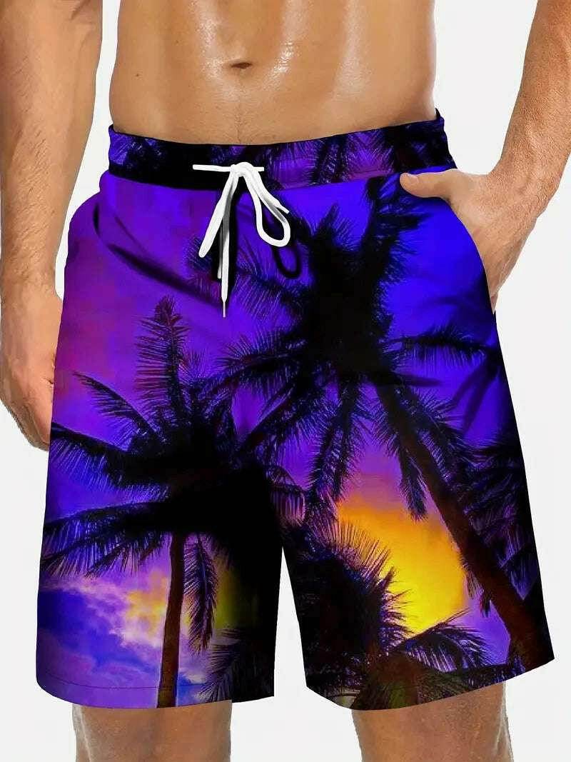 🩳 Short de plage imprimé cacahuètes 3D – Harajuku & Palmiers exotiques - Legeekshop