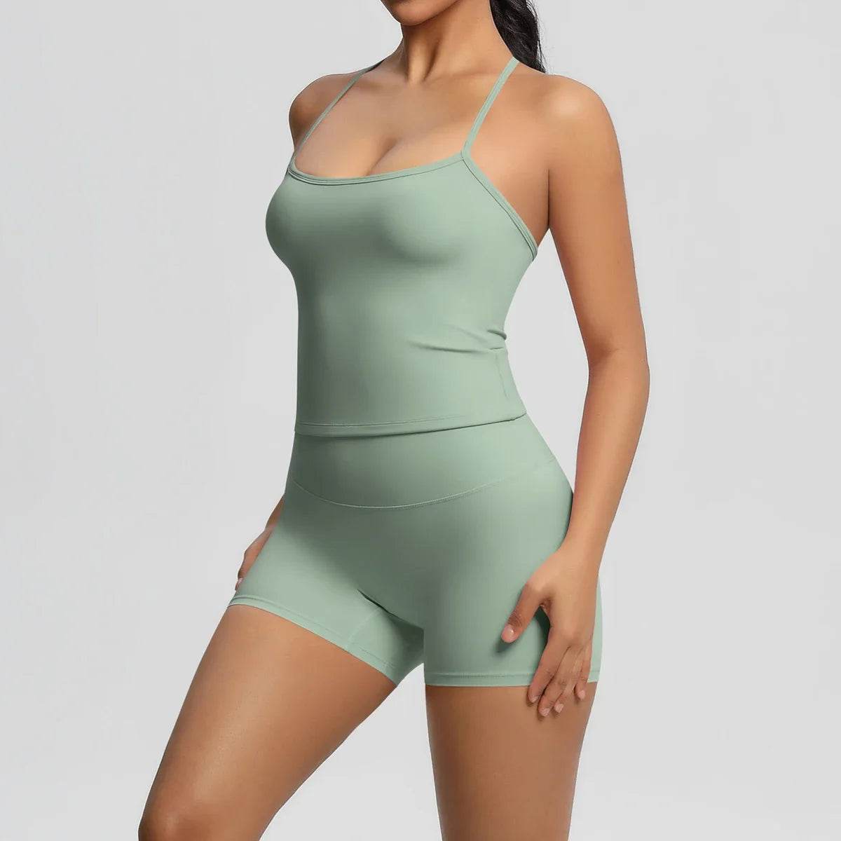 🧘♀️ Ensemble 2 pièces sport femme – brassière push-up & short taille haute - Legeekshop