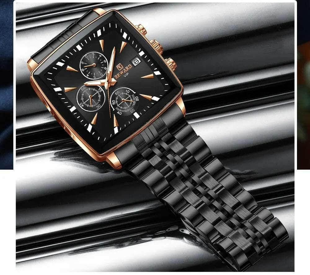 🕶️ REWARD – Montre Homme Quartz Rectangle Bleue Étanche Luxe - Legeekshop