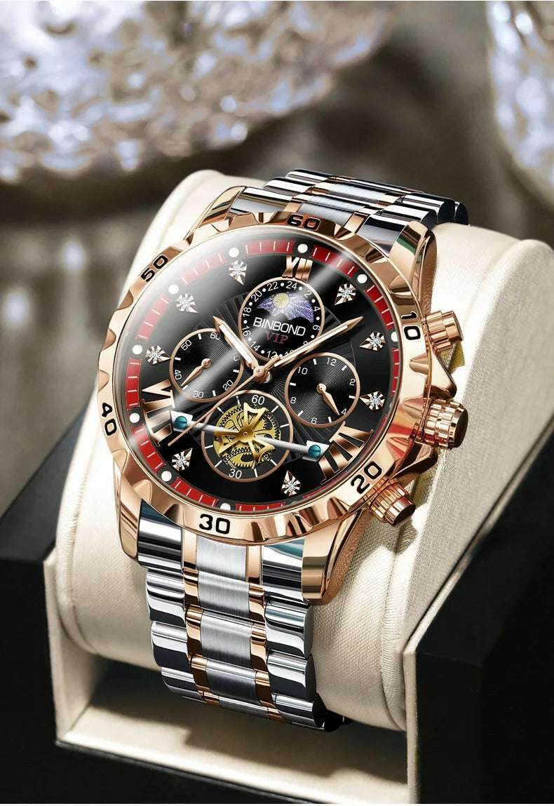 ⌚ Montre Homme BINBOND Quartz Chronographe Lune – Style Jeune & Élégant - Legeekshop