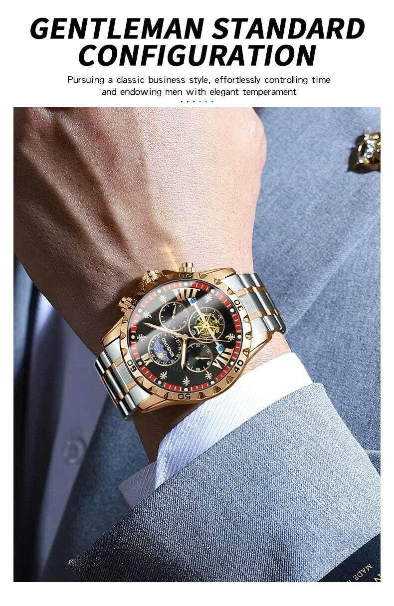 ⌚ Montre Homme BINBOND Quartz Chronographe Lune – Style Jeune & Élégant - Legeekshop
