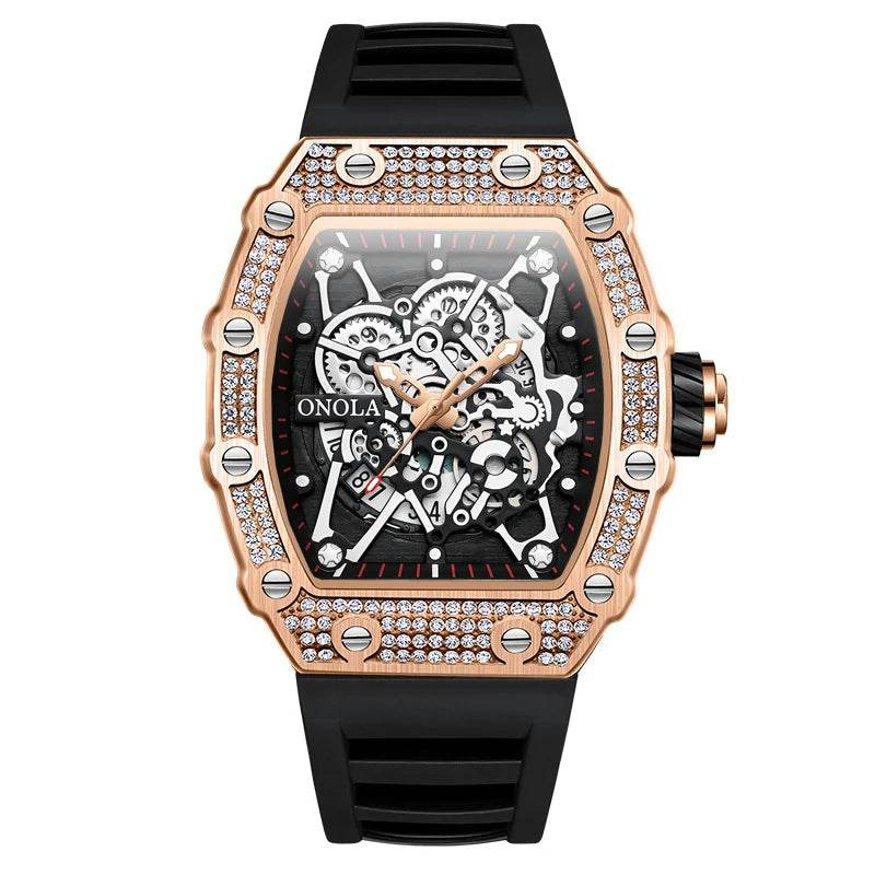 Montre ONOLA Homme, Quartz, Design Incrusté de Diamants, Étanche | Wayne Outfitters - Legeekshop
